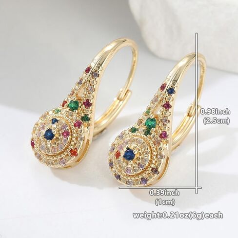 Elegant and Luxurious Multi-color Synthetic Zircon Earrings, Fashionable and Exquisite Banquet Jewelry in Saudi Arabia