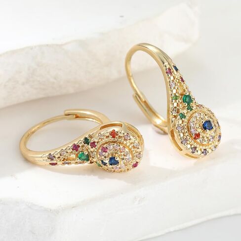 Elegant and Luxurious Multi-color Synthetic Zircon Earrings, Fashionable and Exquisite Banquet Jewelry in Saudi Arabia