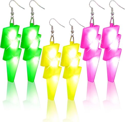 Kenning 3 Pairs 80s 90s Women Earring Light up Neon Earrings LED for Valentine Carnival Retro Outfit Glow Party in Saudi Arabia