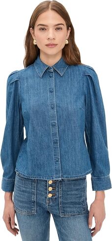 Madewell Women's Puff Sleeve Denim Shirt in Petersburg Wash in Saudi Arabia