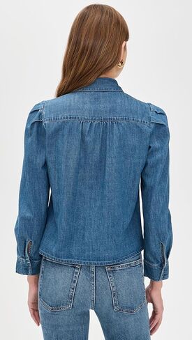 Madewell Women's Puff Sleeve Denim Shirt in Petersburg Wash in Saudi Arabia