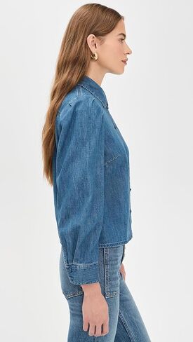 Madewell Women's Puff Sleeve Denim Shirt in Petersburg Wash in Saudi Arabia