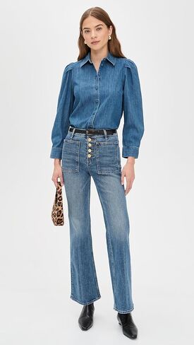 Madewell Women's Puff Sleeve Denim Shirt in Petersburg Wash in Saudi Arabia