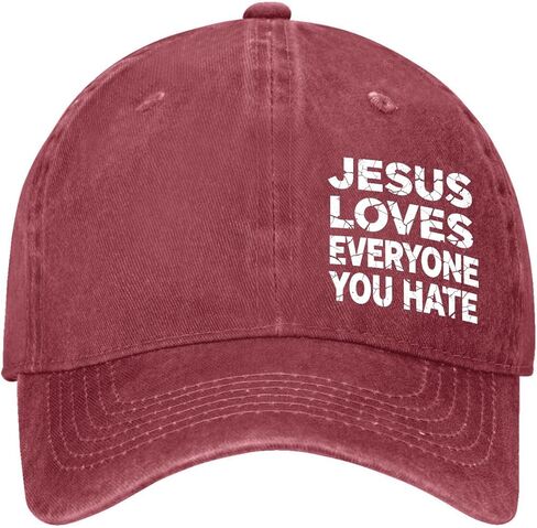 يسوع يحب كل شخص تكره قبعات الجولف للرجال باللون الأحمر الخمري in Saudi Arabia