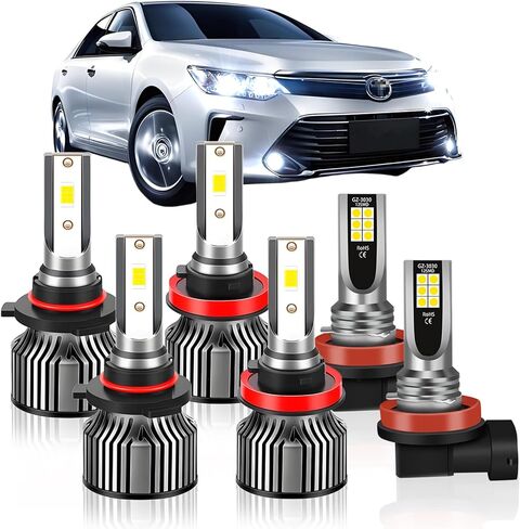 متوافق مع Toyota Camry 2007 2008 2009 2010 2011 2012 2013 2014 حزمة كومبو لمبات الإضاءة العالية + الشعاع المنخفض + مصابيح الضباب، 6500K أبيض، سطوع 400% مع مروحة تبريد، التوصيل والتشغيل، مقاومة للماء، حزمة من 6 قطع in Saudi Arabia