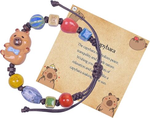 Capybara Gifts Capybara Bracelet Jewelry Bohemian Ceramic Adjustable Cord Bracelet Bestie Daughter Sister Gifts in Kuwait