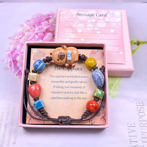 Capybara Gifts Capybara Bracelet Jewelry Bohemian Ceramic Adjustable Cord Bracelet Bestie Daughter Sister Gifts in Saudi Arabia