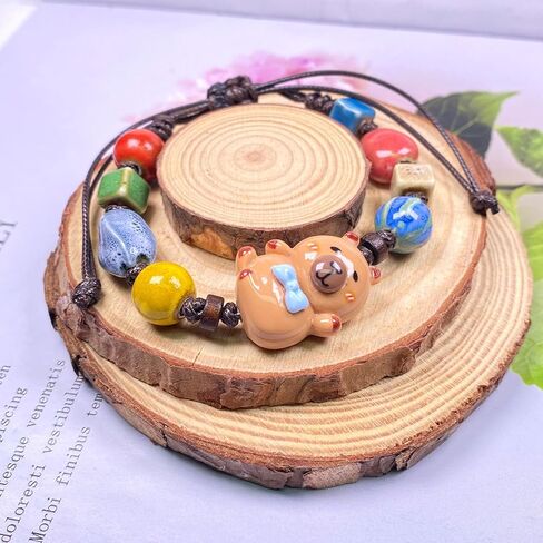 Capybara Gifts Capybara Bracelet Jewelry Bohemian Ceramic Adjustable Cord Bracelet Bestie Daughter Sister Gifts in Saudi Arabia