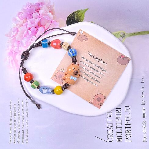 Capybara Gifts Capybara Bracelet Jewelry Bohemian Ceramic Adjustable Cord Bracelet Bestie Daughter Sister Gifts in Saudi Arabia