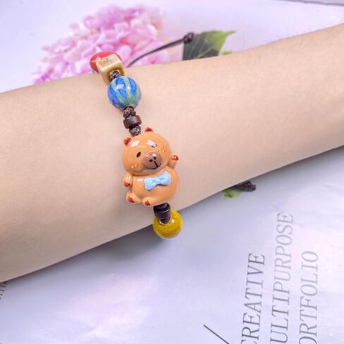 Capybara Gifts Capybara Bracelet Jewelry Bohemian Ceramic Adjustable Cord Bracelet Bestie Daughter Sister Gifts in Saudi Arabia