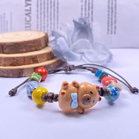 Capybara Gifts Capybara Bracelet Jewelry Bohemian Ceramic Adjustable Cord Bracelet Bestie Daughter Sister Gifts in Saudi Arabia