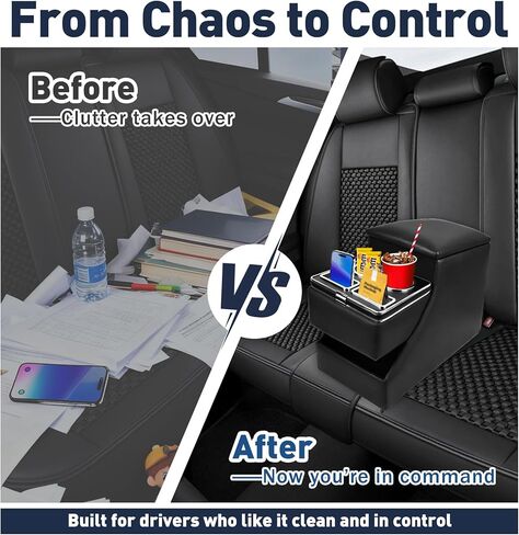 وحدة تحكم مركزية سعة 24 لترًا بين مقاعد سيارات الميني فان وسيارات الدفع الرباعي والشاحنات، مقاس 20 بوصة طول × 9.65 بوصة عرض × 13.78 بوصة ارتفاع، منظم مقعد على الأرض/المقعد مع قفل للتخزين المخفي، وحاملات أكواب مزدوجة ومسند للذراع، وتركيب بدون حفر in Kuwait