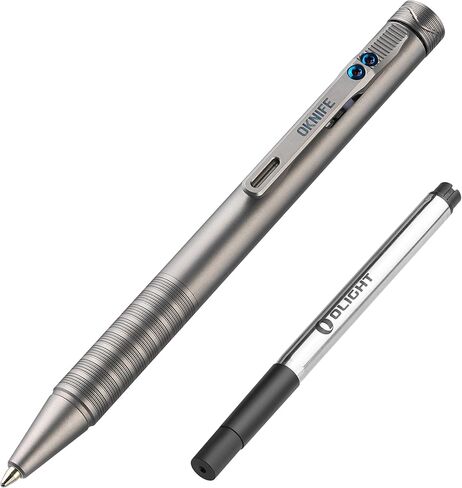قلم OKNIFE B1 Ti تيتانيوم مع مشبك 2 في 1، قلم عمل مسمار مزود بمشبك، قلم حبر جاف EDC خفيف الوزن مع قطعتين من عبوات إعادة التعبئة مثالية للمكتب والعمل والكتابة in Saudi Arabia