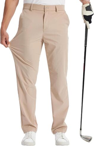 Golf-Dress-Pants-Men-Stretch-30/32/34"-Lightweight-Water-Resistance-Quick Dry Business Work Casual Classic Fit 4 Pockets in Kuwait