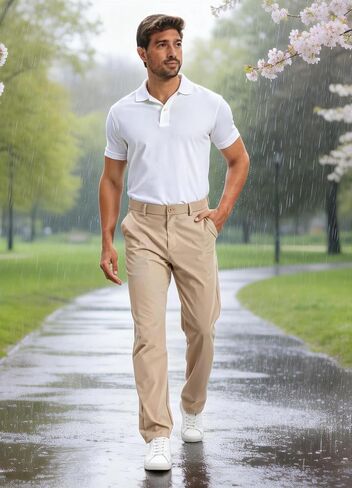 Golf-Dress-Pants-Men-Stretch-30/32/34"-Lightweight-Water-Resistance-Quick Dry Business Work Casual Classic Fit 4 Pockets in Kuwait