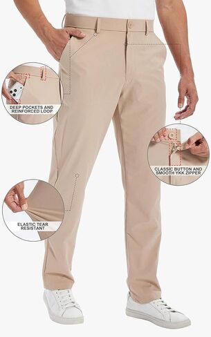 Golf-Dress-Pants-Men-Stretch-30/32/34"-Lightweight-Water-Resistance-Quick Dry Business Work Casual Classic Fit 4 Pockets in Kuwait