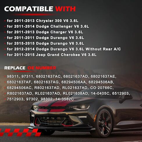 AC Compressor for Grand Cherokee 2011-2016, Durango 2011-2015, Charger 2011-2013, Challenger 2011-2014, 300 2011-2013, V6 3.6L, Air Conditioning Compressor with Clutch Replace for 68294506AC in Saudi Arabia