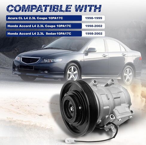 A/C Compressor with Clutch Compatible with Acura CL 1998-1999 Honda Accord 1998-2002 L4 2.3L, Replace OE Number 98361, 38810P3G003, 38810-P3G-003 in Saudi Arabia