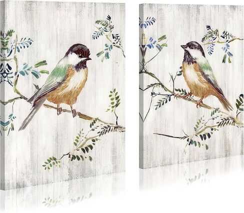 لوحة فنية على شكل طائر من القماش - طيور ملونة على فرع القصب، طباعة جدارية عتيقة، عمل فني تجريدي للطائر الطنان الريفي، صور طيور الدجاج مع رقائق ذهبية لغرفة المعيشة وغرفة النوم in Kuwait