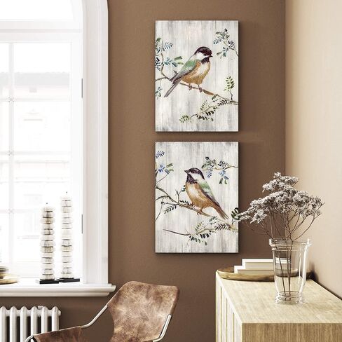 لوحة فنية على شكل طائر من القماش - طيور ملونة على فرع القصب، طباعة جدارية عتيقة، عمل فني تجريدي للطائر الطنان الريفي، صور طيور الدجاج مع رقائق ذهبية لغرفة المعيشة وغرفة النوم in Kuwait