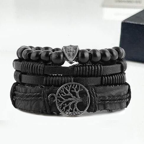 Leather Bracelet (Unisex) - Meaningful Design, Thoughtful Accessory (8.5 Inch Adjustable) in Saudi Arabia