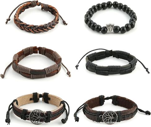 Leather Bracelet (Unisex) - Meaningful Design, Thoughtful Accessory (8.5 Inch Adjustable) in Saudi Arabia