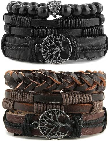 Leather Bracelet (Unisex) - Meaningful Design, Thoughtful Accessory (8.5 Inch Adjustable) in Saudi Arabia