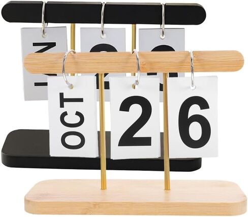 2 قطعة تقويم الوجه الخشبي خمر نمط المزرعة قابلة لإعادة الاستخدام منظم سطح المكتب الدائم لمكتب المنزل الحدث عرض تاريخ العد التنازلي in Kuwait