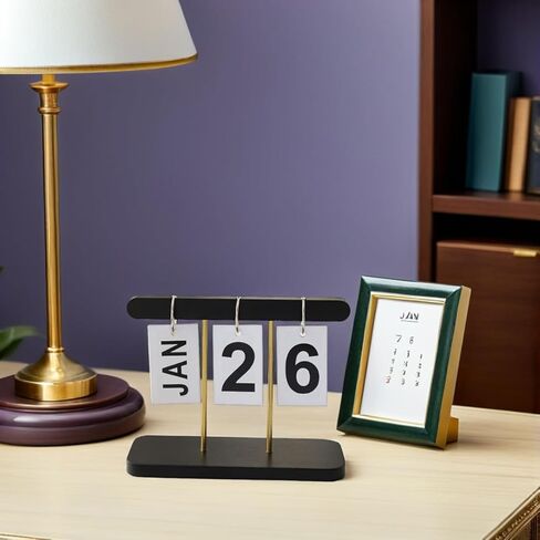 2 قطعة تقويم الوجه الخشبي خمر نمط المزرعة قابلة لإعادة الاستخدام منظم سطح المكتب الدائم لمكتب المنزل الحدث عرض تاريخ العد التنازلي in Kuwait