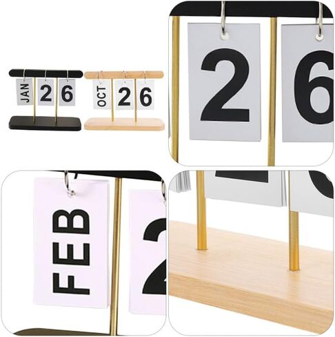 2 قطعة تقويم الوجه الخشبي خمر نمط المزرعة قابلة لإعادة الاستخدام منظم سطح المكتب الدائم لمكتب المنزل الحدث عرض تاريخ العد التنازلي in Kuwait