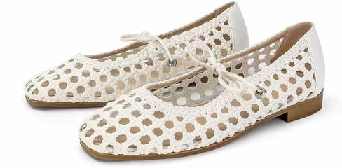 SOVANYOU Womens Ballet Flats Mesh Mary Janes Woven Flats Square Toe Strap Ballerina Flat Comfortable Dress Casual Flat Shoes in Saudi Arabia