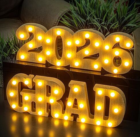 ديكورات حفلات التخرج 2024 - 2 حرف LED طويل سرادق مضيء "Grad" و"2024" - علامة ديكور التخرج من فئة 2024 لزينة طاولة الحائط في مرحلة ما قبل المدرسة والمدرسة الثانوية والكلية in Kuwait