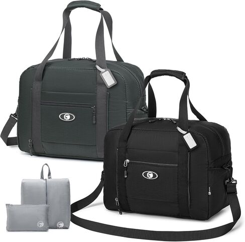 حقيبة سفر مقاس 40x30x20 سم قابلة للطي، حقائب رياضية خفيفة الوزن للنساء والرجال، حقيبة أغراض شخصية مقاس 16x12x8 بوصة لشركات الطيران، حقائب سفر مقاومة للماء سعة 25 لتر للحمل في عطلة نهاية الأسبوع طوال الليل في المستشفى قطعتان in Kuwait