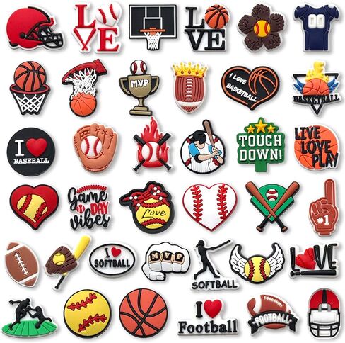 Sports Ball Black Girls Unicorn Camp Turck Butterfly Peace Love Shoe Charms, Cute Croc Charms Pack for Shoe Decoration in Kuwait