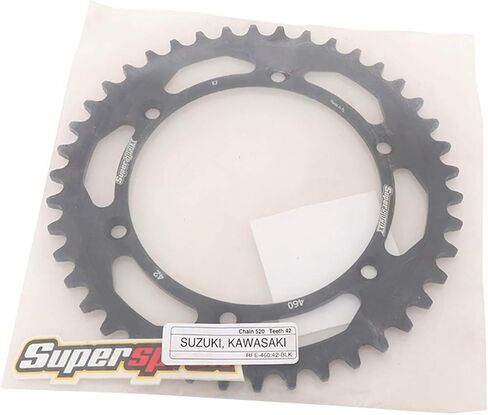 Supersprox Steel Sprocket Black 42T - RFE-460-42-BLK for Kawasaki KDX200 1984-2006, KX500 1983-2004, KX450F 2006-2019, KX250F 2004-2019, KX250 1982-2007, KX125 1982-2005, KLX650R 1993-1996 in Kuwait