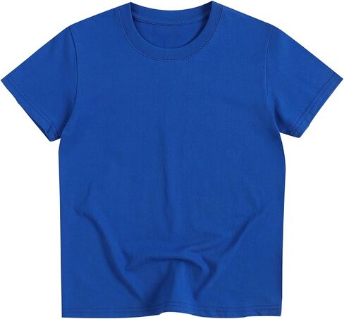 تي شيرت أساسي للأطفال من عمر 2 إلى 13 عامًا من القطن بأكمام قصيرة للأولاد والبنات، قمصان صيفية سادة in Kuwait