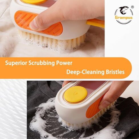 فرشاة تنظيف الكل في واحد قابلة لإعادة التعبئة مع خزان مدمج، اضغط لتوزيع المحلول لتنظيف الأسطح المتعددة: الملابس والأحذية والعجلات والمطبخ والحمام. شعيرات PET كثيفة وقابلة للتعليق، ذات سعة كبيرة in Kuwait