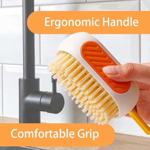 فرشاة تنظيف الكل في واحد قابلة لإعادة التعبئة مع خزان مدمج، اضغط لتوزيع المحلول لتنظيف الأسطح المتعددة: الملابس والأحذية والعجلات والمطبخ والحمام. شعيرات PET كثيفة وقابلة للتعليق، ذات سعة كبيرة in Kuwait