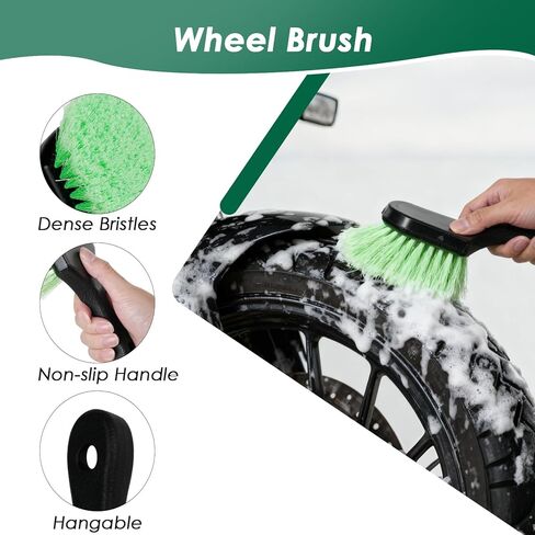 9 Pack Motorcycle Cleaning Kit, Motorcycle Detailing Kit with Chain/Wheel/Rim/Tire Brush, Sponge, Wash Mitt, Detailing Brush, Professional Cleaning Tool for Motorcycle Bike in Kuwait