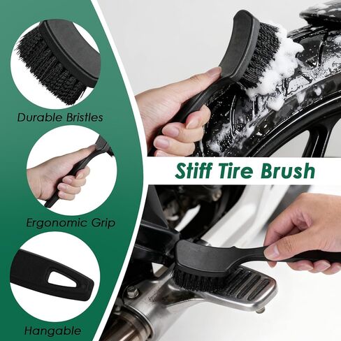 9 Pack Motorcycle Cleaning Kit, Motorcycle Detailing Kit with Chain/Wheel/Rim/Tire Brush, Sponge, Wash Mitt, Detailing Brush, Professional Cleaning Tool for Motorcycle Bike in Kuwait