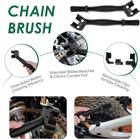 9 Pack Motorcycle Cleaning Kit, Motorcycle Detailing Kit with Chain/Wheel/Rim/Tire Brush, Sponge, Wash Mitt, Detailing Brush, Professional Cleaning Tool for Motorcycle Bike in Kuwait