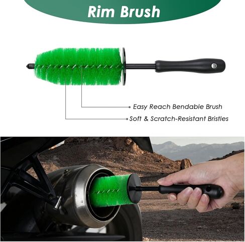 9 Pack Motorcycle Cleaning Kit, Motorcycle Detailing Kit with Chain/Wheel/Rim/Tire Brush, Sponge, Wash Mitt, Detailing Brush, Professional Cleaning Tool for Motorcycle Bike in Kuwait