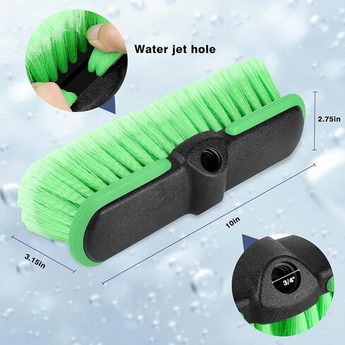 10“ Car Wash Brush Head, Scrub Brush Attachment for Extension Pole, Outdoor Cleaning Tool for Window, Wall, Floor, Deck, Patio in Saudi Arabia