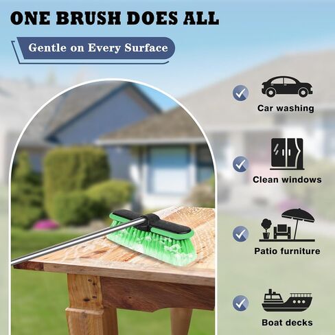 10“ Car Wash Brush Head, Scrub Brush Attachment for Extension Pole, Outdoor Cleaning Tool for Window, Wall, Floor, Deck, Patio in Saudi Arabia