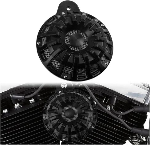 Motorcycle Horn Speaker Cover Black/Chrome Horns Cap Compatible with Harley Big Twin 1991-Up Touring Road King Softail Dyna Sportster 07-Up(Horn Speaker Cover C) in Kuwait