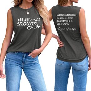 You are Enough Dear Person Behind Me Shirt Women Mental Health Tank Tops Sleeveless Tees Inspirational Positive Vest in Saudi Arabia