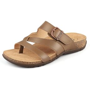 صندل BCSTUDIO نسائي لتقويم العظام فليب فلوب مع دعم قوس مريح لتقويم العظام في الصيف للمشي كاجوال أنيق من الجلد صندل مسطح للنساء in Kuwait