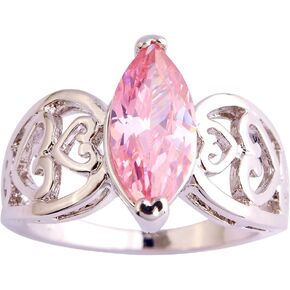 Psiroy Women's 925 Sterling Silver Plated Simulated Amethyst Marquise Cut Promise Ring in Kuwait