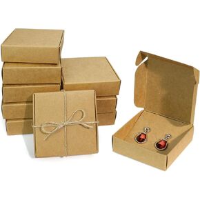 علب هدايا المجوهرات، صندوق تغليف هدايا من ورق الكرافت مقاس 3.15 × 3.15 × 2.5 بوصة، إكسسوارات صغيرة متعددة الأغراض، صناديق هدايا لتغليف الأقراط المصنوعة يدويًا الاحترافية (20 قطعة) in Kuwait