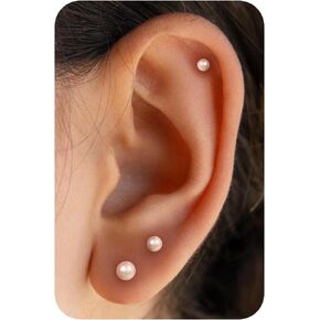 أقراط خلفية مسطحة - 6 قطع 14 قيراط ذهب/ذهب أبيض مطلي بقلب صغير لؤلؤي شمس قمر نجمة زهرة طائر فراشة حيوان صليب تشيكوسلوفاكيا أقراط مسطحة الظهر للنساء الغضروف اللولب مسطح الأذن التراص in Kuwait